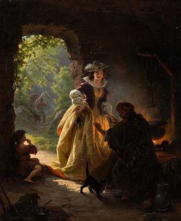 吉普赛算命师`Gypsy Fortune Teller (circa 1836) by Daniel Maclise