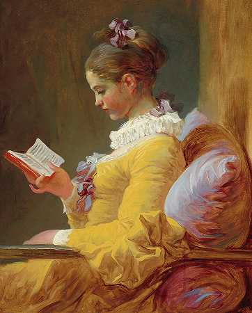 年轻女孩雷丁，1769年`Young Girl Reading, 1769 by Jean-Honore Fragonard