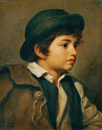 一个小男孩的胸像`Brustbild eines Savoyardeknaben by Joseph Hasslwander