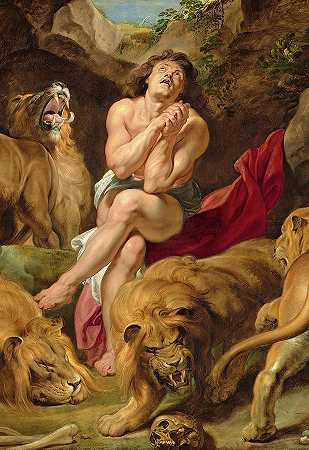 狮子窝里的丹尼尔`Daniel in the Lions\’ Den by Sir Peter Paul Rubens