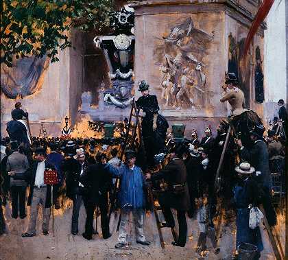 维克多·雨果的葬礼，L星星（1885年6月1日）`Les funérailles de Victor Hugo, place de lÉtoile (1er juin 1885) (1885) by Jean Béraud