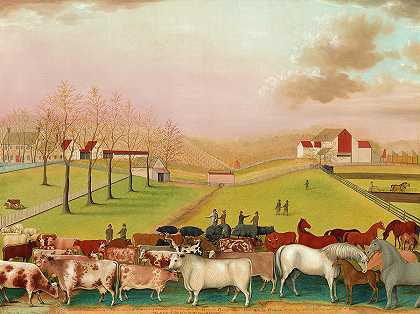 宾夕法尼亚州康奈尔农场`The Cornell Farm, Pennsylvania by Edward Hicks