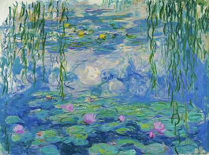 睡莲，1916-1919`Waterlilies, 1916-1919 by Oscar Claude Monet