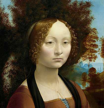 吉内夫拉·德本奇，1474-1478年`Ginevra de\’ Benci, 1474-1478 by Leonardo da Vinci