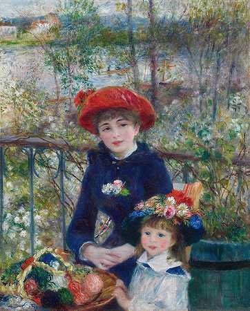 两姐妹（在露台上）`Two Sisters (On the Terrace) (1881) by Pierre-Auguste Renoir