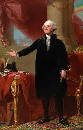 乔治·华盛顿肖像，兰斯顿肖像`Portrait of George Washington, Lansdowne Portrait by Gilbert Stuart