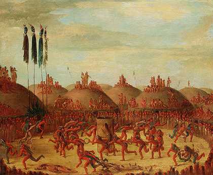 最后一场比赛，Mandan O-kee-pa典礼，1832年`The Last Race, Mandan O-kee-pa Ceremony, 1832 by George Catlin