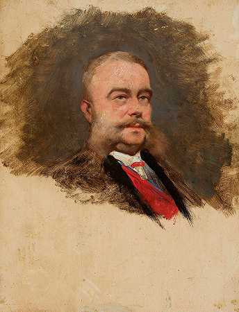 一位老人的肖像、素描`Portrait of an old man, sketch (1880~1900) by Tadeusz Ajdukiewicz