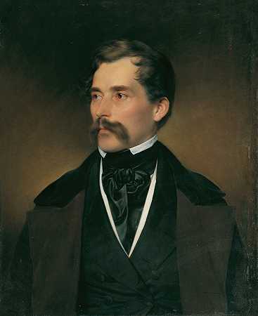 一位留着胡子的白发绅士的肖像`Porträt eines grauhaarigen Herrn mit Schnurrbart (1849) by Franz Eybl