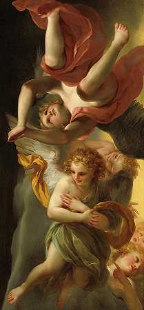 天使，牧羊人的崇拜`Angels, Adoration of the Shepherds by Anton Raphael Mengs