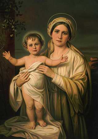 圣母玛利亚抱着小耶稣`Virgin Mary holding baby Jesus by Popular Graphic Arts