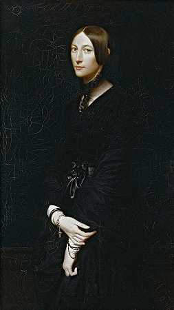 朱莉·莫特兹肖像`Portrait de Julie Mottez (1842) by Victor-Louis Mottez