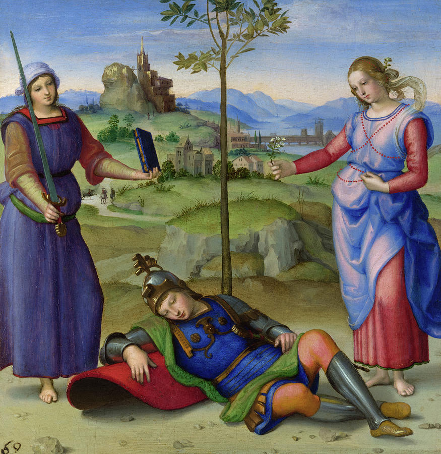 寓言，骑士的幻象，1504年`An Allegory, Vision of a Knight, 1504 by Raphael