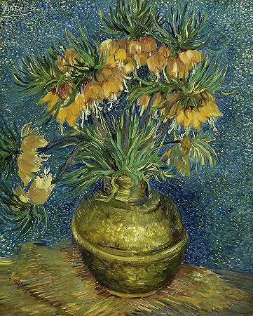 1886年，铜花瓶中的皇家贝母`Imperial Fritillaries in a Copper Vase, 1886 by Vincent van Gogh