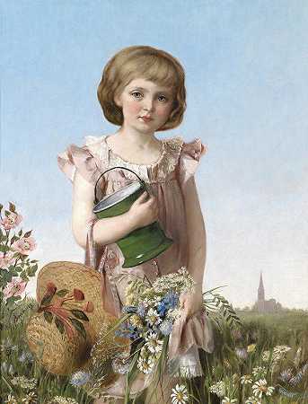 小园丁`Eine kleine Gärtnerin (1886) by Antonie Boubong