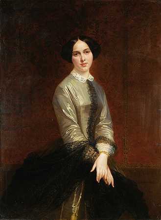 一位年轻女子的肖像`Portrait of a Young Woman (1850) by Adolphe Yvon