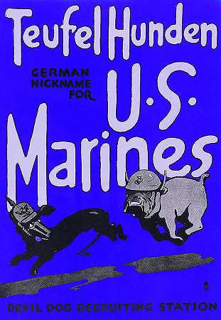 魔鬼狗美国海军陆战队海报`Teufel Hunden U.S. Marines Poster by American Poster