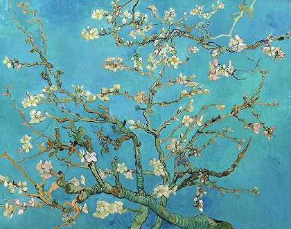 杏仁花，1890年2月`Almond Blossom, February 1890 by Vincent van Gogh
