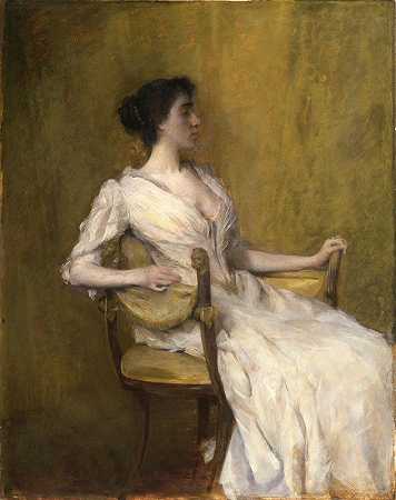 白衣女郎`Lady in White (c.1901) by Thomas Wilmer Dewing