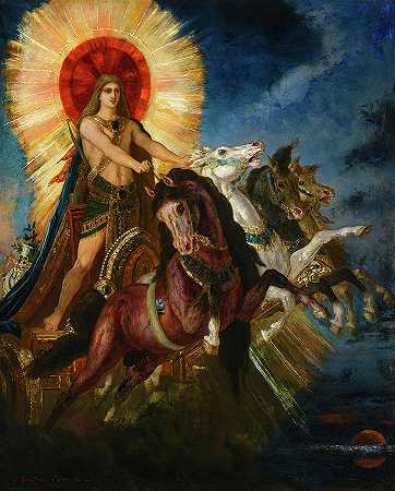 阿波罗战车或阿波罗战车，1880年`The Chariot of Apollo or Phoebus-Apollo, 1880 by Gustave Moreau