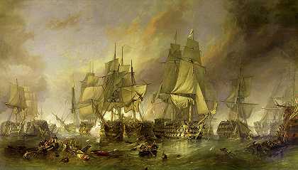 特拉法加战役，1836年`The Battle of Trafalgar, 1836 by William Clarkson Stanfield
