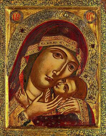 神之母格里克菲鲁萨`Mother of God Glykophilousa by Greek icon