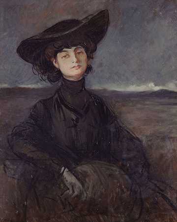 安娜·德诺伊尔斯伯爵夫人肖像，née Brancovan（1876-1933），诗人`Portrait de la comtesse Anna de Noailles, née Brancovan (1876 1933), poétesse (1905) by Jean-Louis Forain