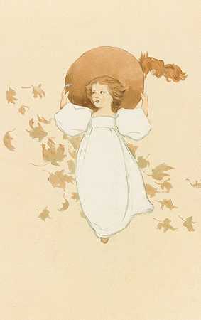 长着叶子的小女孩`Little Girl with Leaves (ca. 1861–1897) by Louis Prang