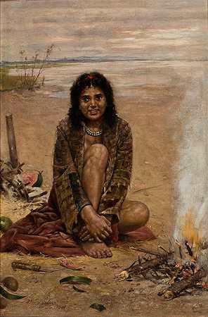 吉普赛女人`A Gypsy Woman (1909) by Antoni Kozakiewicz