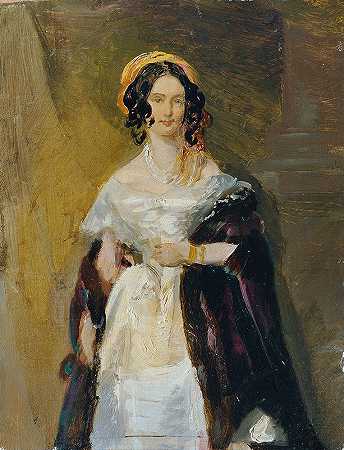 埃莱诺尔·施罗茨伯格，东北。斯托尔，这位艺术家的第一任妻子`Eleonore Schrotzberg, geb. Stohl, die erste Gattin des Künstlers (1835) by Franz Schrotzberg
