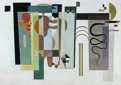 两个绿点`Two Green Points by Wassily Kandinsky
