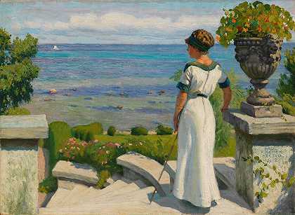 在露台上`On the terrace (1912) by Paul Fischer