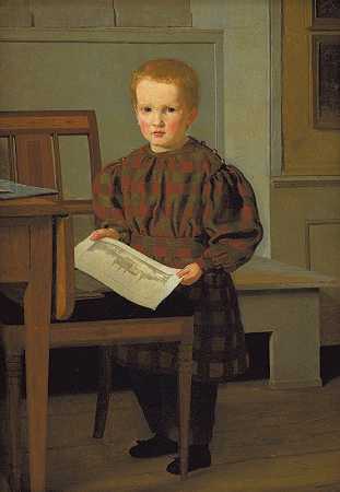 画家C.W.埃克斯伯格#他的儿子朱利叶斯在他父亲的工作室里`The Painter C.W. Eckersbergs Son Julius in his Fathers Studio (1831) by Christen Købke