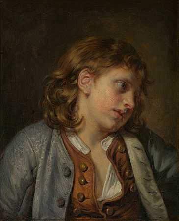 一个小男孩的头`Head of a Young Boy (1763) by Jean-Baptiste Greuze