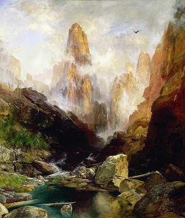 犹他州卡纳布峡谷的薄雾，约1892年`Mist in Kanab Canyon, Utah, c. 1892 by Thomas Moran