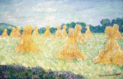 吉维尼的年轻女士们，太阳效应`The Young Ladies of Giverny, Sun Effect (1894) by Claude Monet