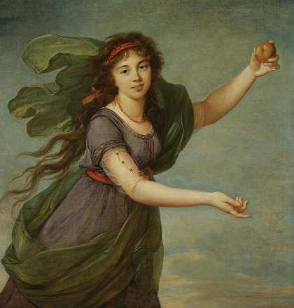 一个伪装成亚特兰大的年轻女孩的肖像`Portrait Of A Young Girl In The Guise Of Atalanta by Elisabeth Louise Vigée Le Brun