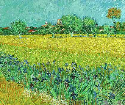 阿尔勒附近有鸢尾花的田野，1888年`Field with Irises near Arles, 1888 by Vincent van Gogh