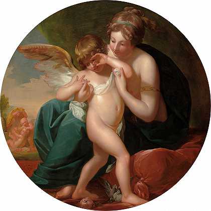 丘比特被蜜蜂蛰了一下，他的母亲珍爱着他，约1774年`Cupid, Stung by a Bee, Is Cherished by his Mother, c. 1774 by Benjamin West