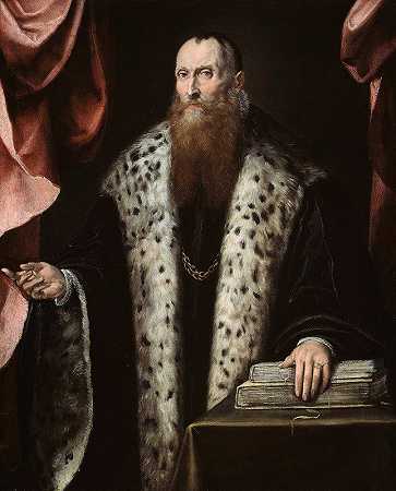 绅士的肖像`Portrait of a Gentleman (1540) by Pietro de Marescalchi