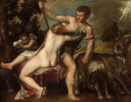 维纳斯和阿多尼斯，1540年`Venus and Adonis, 1540 by Titian