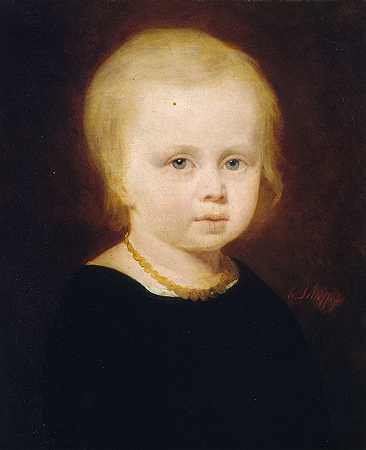 肖像儿童`Portrait denfant (19th century) by Hendrik Scheffer