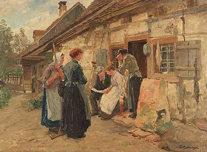 来自美国的信（二）`Der Brief aus Amerika (II) (1892) by Friedrich Kallmorgen