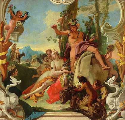 巴克斯与阿里阿德涅，1743-1745年`Bacchus and Ariadne, 1743-1745 by Giovanni Battista Tiepolo