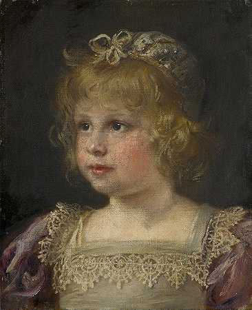 艺术家的女儿`Daughter Of The Artist (1900) by Friedrich August von Kaulbach