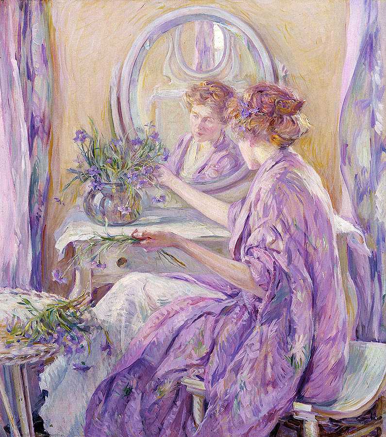 紫罗兰和服，1910年`The Violet Kimono, 1910 by Robert Reid