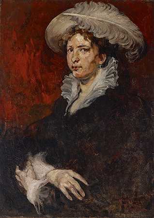 戴羽绒帽的女士`Lady with Plumed Hat (1878~1879) by Joseph Frank Currier