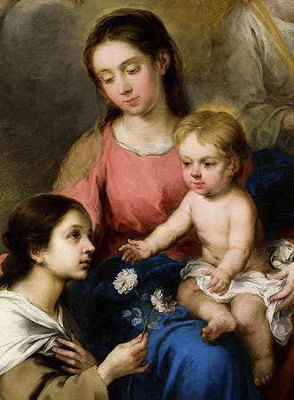 《圣母与孩子》，1670年`The Virgin and Child, 1670 by Bartolome Esteban Murillo