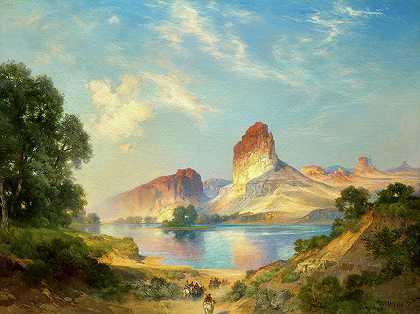 1911年，怀俄明州格林河，印度天堂`An Indian Paradise, Green River, Wyoming, 1911 by Thomas Moran