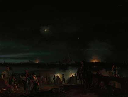 对s-Hertogenbosch的炮击`The Shelling of ’s~Hertogenbosch by the French (1800) by the French by Josephus Augustus Knip